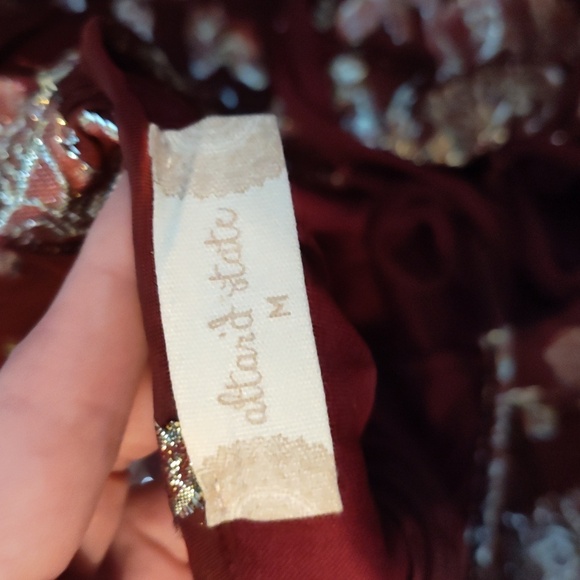 Altar’d State Burgundy, Gold flowers Dress w Cut outs + Lace up Back  si… - Picture 16 of 16